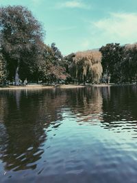 Scenic view of lake against sky