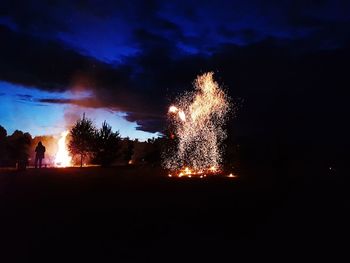 Firework display at night