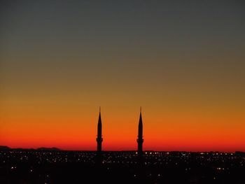 Silhouette of building against sky during sunset