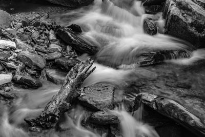 View of waterfall in sea