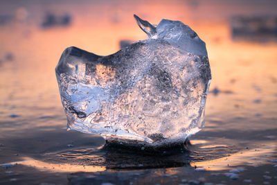 Close-up of ice melting