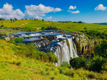 Side view of the waterfall