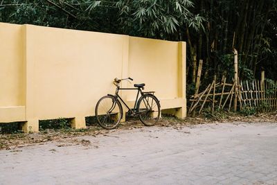 Bicycle parked on street