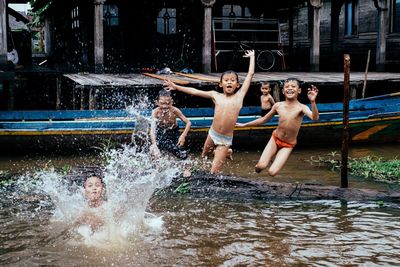 People enjoying fountain