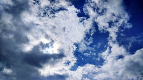 Low angle view of clouds in blue sky