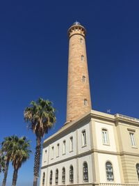 Low angle view of building against blue sky