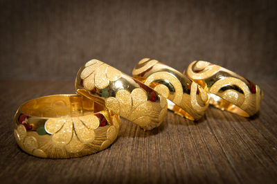 Close-up of christmas decoration on table