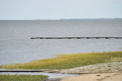 Scenic view of sea against clear sky