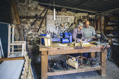 People working in room