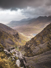 Scenic view of mountains against sky