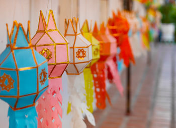 Close-up of christmas decorations for sale