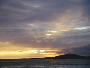 Scenic view of sea against dramatic sky