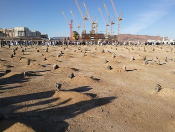 Panoramic view of beach against sky on sunny day