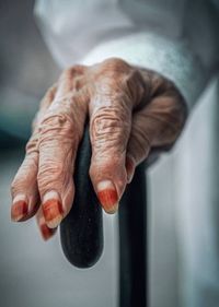 Close-up of granny hand