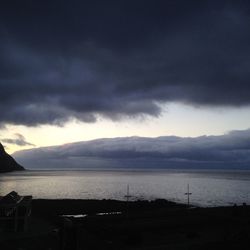 Scenic view of mountains against cloudy sky
