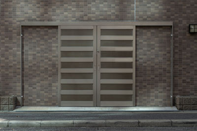 Closed door of building