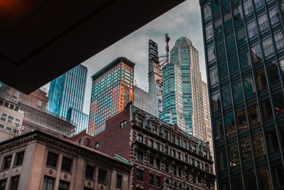 New york skyscrapers framed by silhouette of buildings