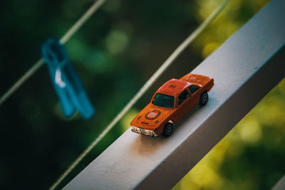 Close-up of toy car