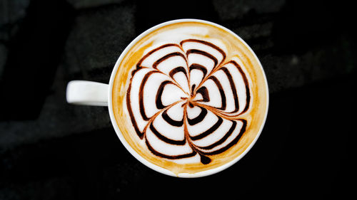 High angle view of cappuccino