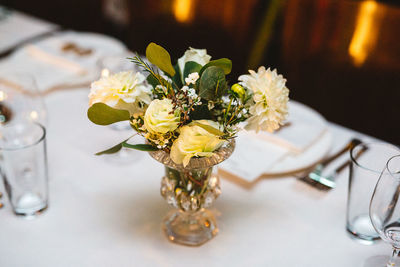 Close-up of flower vase on table