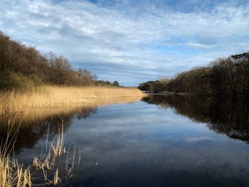 Scenic view of lake against sky