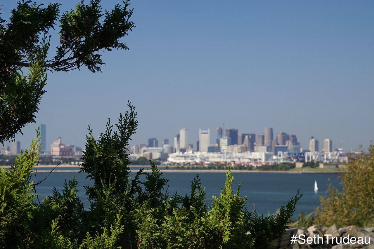 VIEW OF CITY SKYLINE WITH WATERFRONT