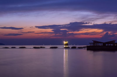 Scenic view of sea against sky at sunset