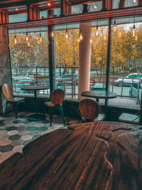 Table and chairs in restaurant