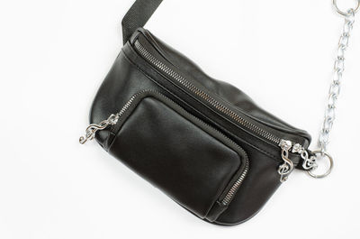 Close-up of leather over white background