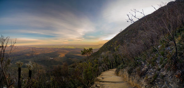 Scenic view of landscape against sky during sunset