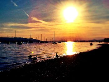 Scenic view of sunset over sea