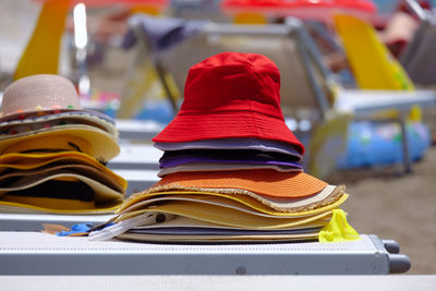 Close-up of hat on table