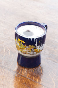 Close-up of beer on table