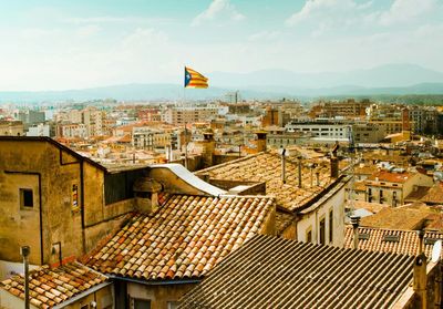 High angle view of townscape against sky