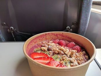 Close-up of breakfast on table