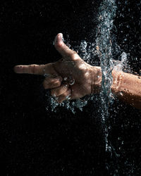 High angle view of man swimming in water