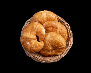 High angle view of bread in basket