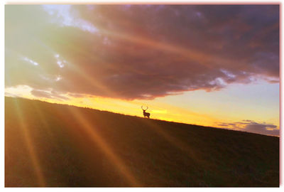 Silhouette landscape against sky at sunset