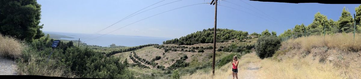 Panoramic view of land against clear sky