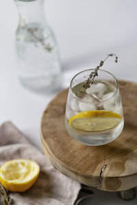 Close-up of drink in glass on table