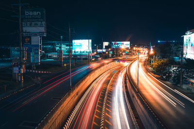 Light trails on highway at night