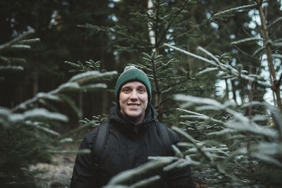 Man standing in forest