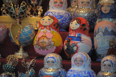 Close-up of toys for sale in market