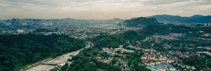 High angle view of townscape against sky