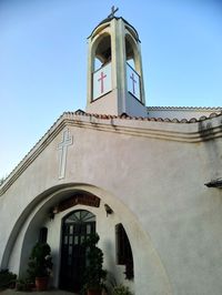 Low angle view of building against clear sky