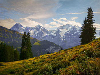 Scenic view of mountains against sky