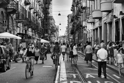 People on street in city