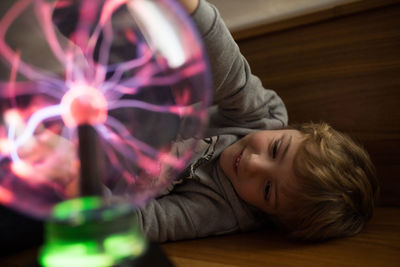 Portrait of smiling boy at home