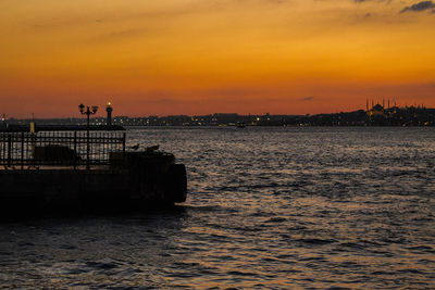 Scenic view of sea at sunset