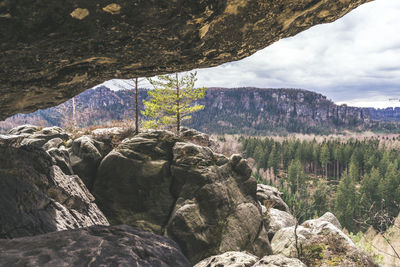 Scenic view of rocky mountains against sky